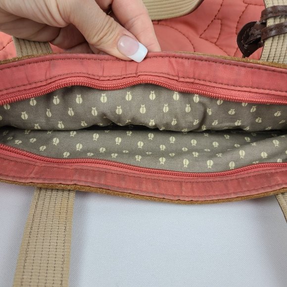 Fossil coral colour Fabric & Leather Tote Purse. - Picture 8 of 12